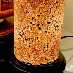 Pink Zebra gold crackle shade.